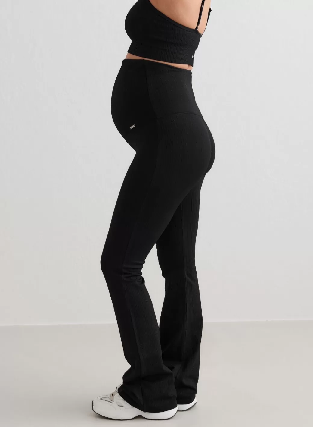 Black Ribbed Seamless Flare Maternity Tights | AIM’N Best Sale