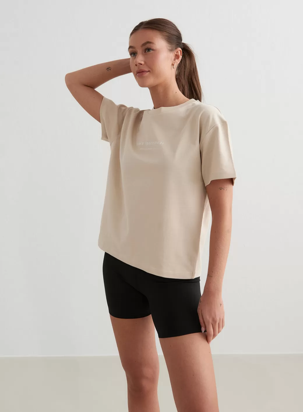 Café Au Lait Serif Boxy T-shirt | AIM’N Clearance