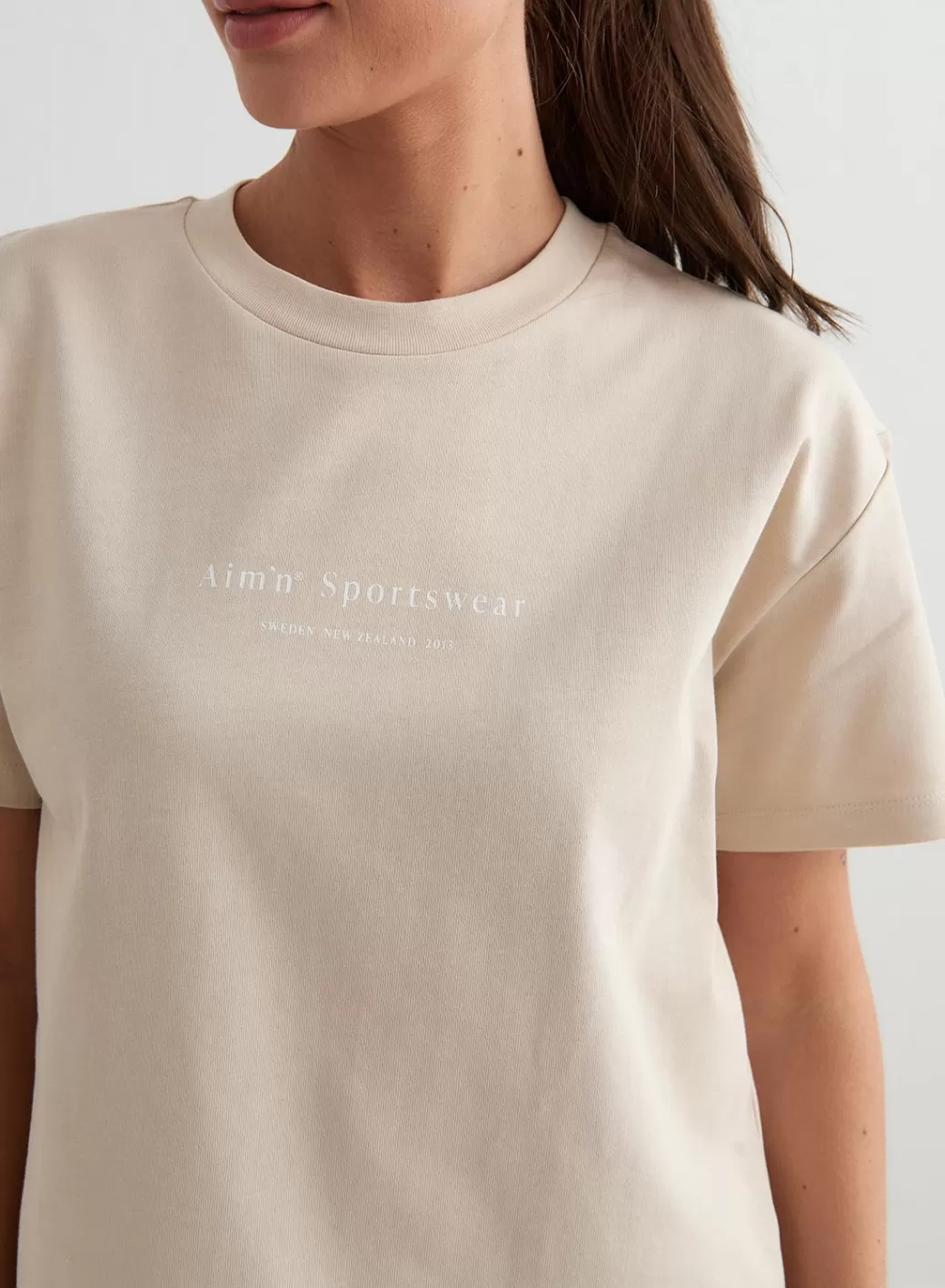 Café Au Lait Serif Boxy T-shirt | AIM’N Clearance