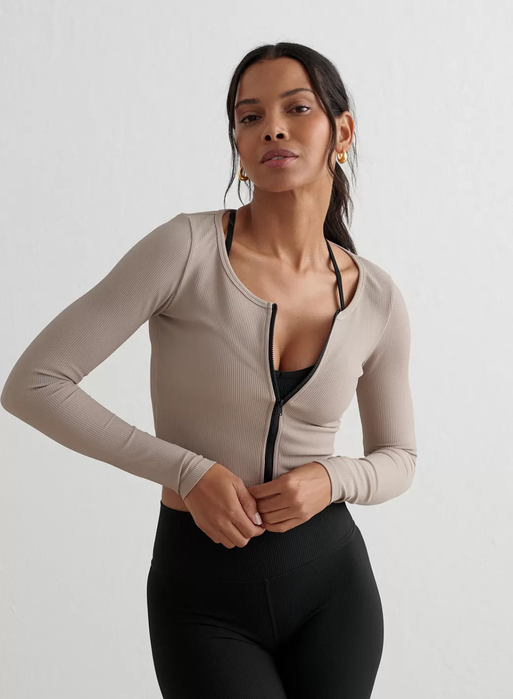 Ribbed Performance Zipped Cardigan | AIM’N Outlet