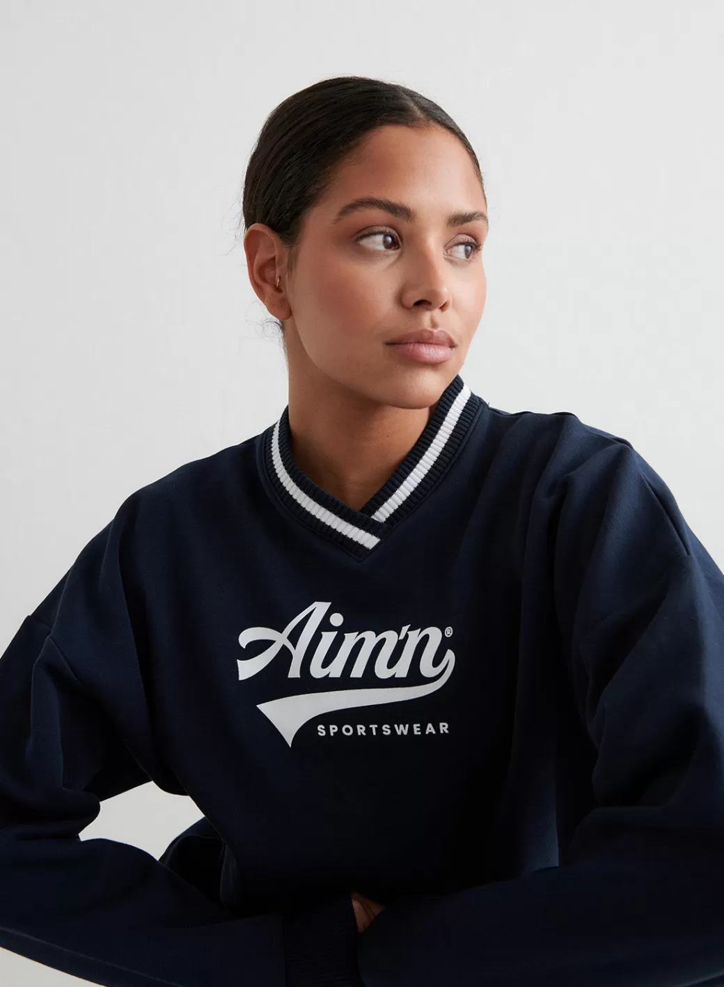 Navy Pitch V-neck Sweatshirt | AIM’N New