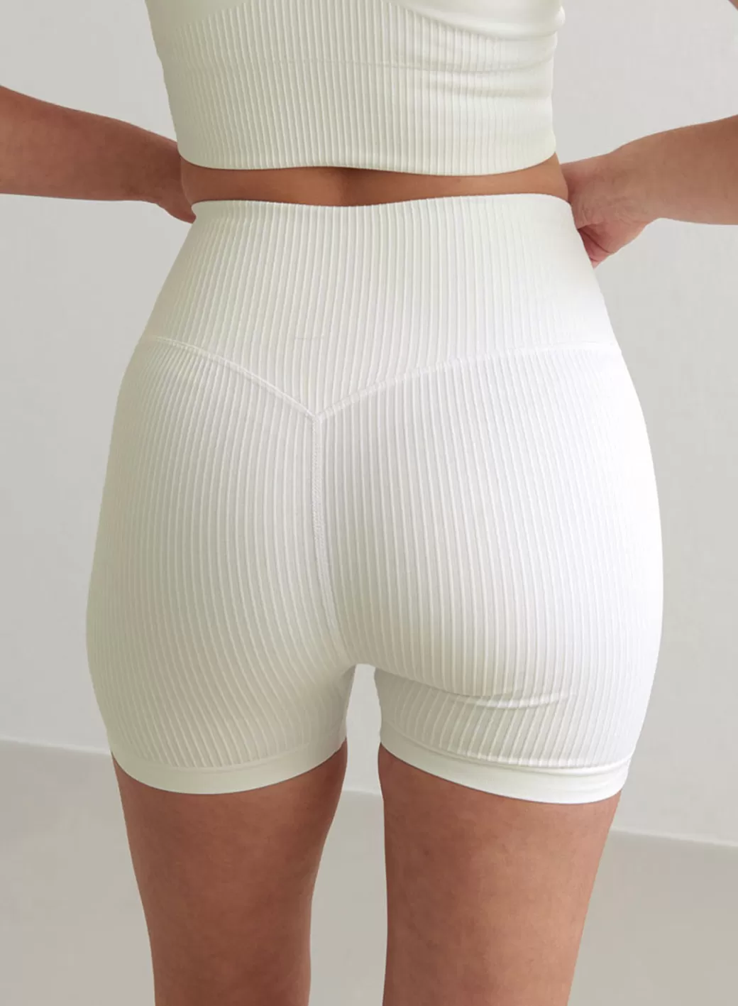 Off-White Ribbed Midi Biker Shorts | AIM’N Flash Sale