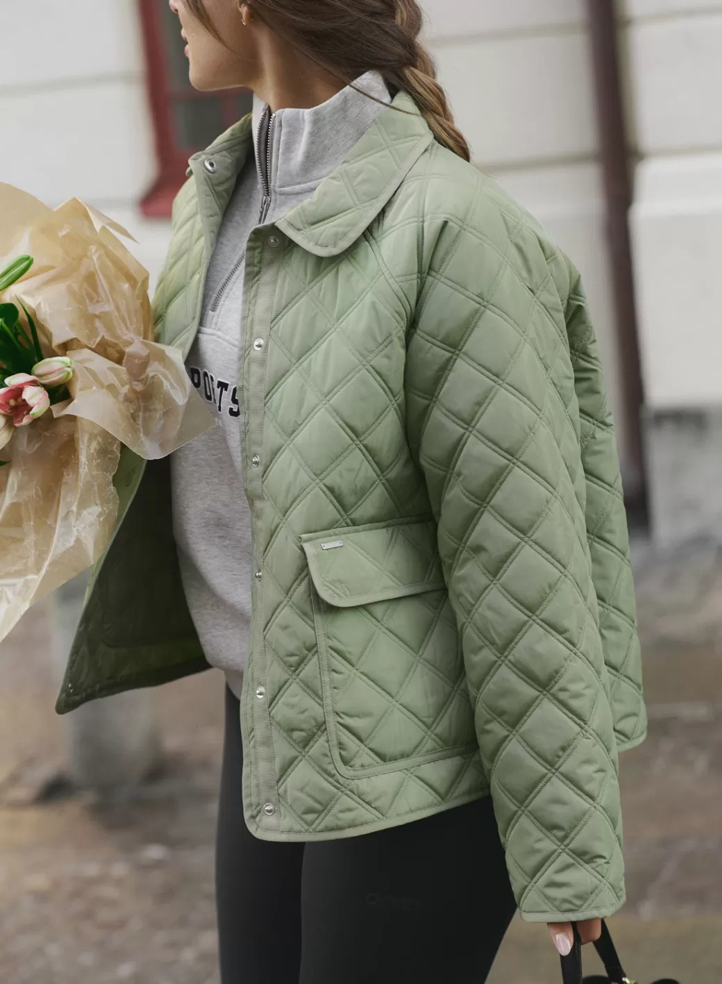 Pale Khaki Quilted Femme Jacket | AIM’N Best